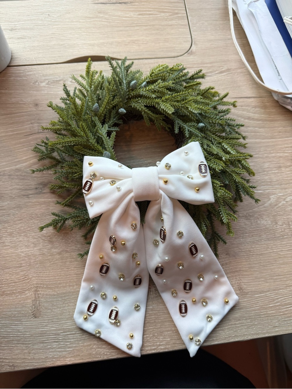 Wreath with football bow